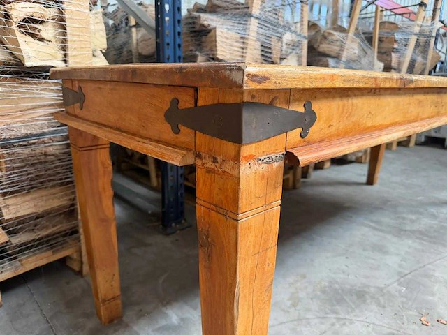 Vintage houten restauranttafel (2x) - afbeelding 5 van  6