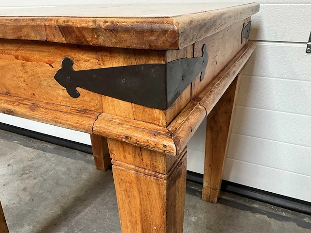 Vintage houten restauranttafel (2x) - afbeelding 2 van  5