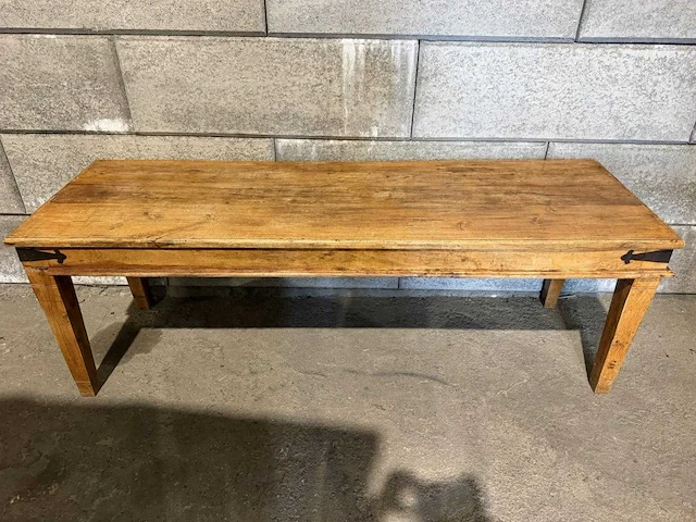 Vintage houten restauranttafel (2x) - afbeelding 2 van  8