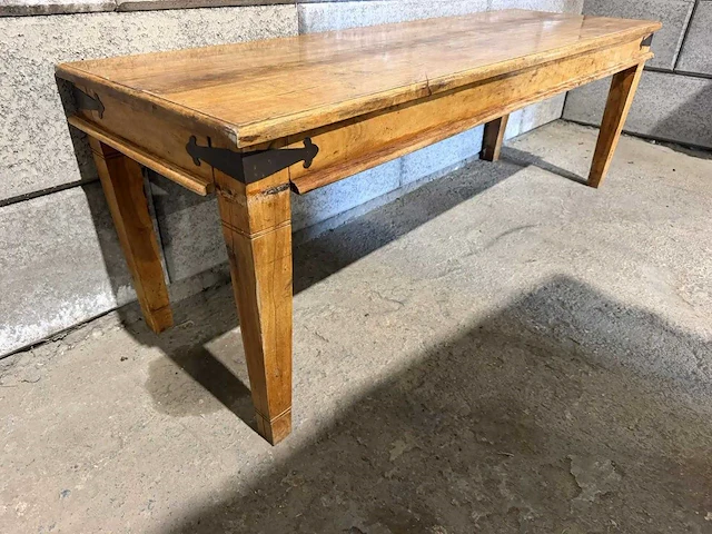 Vintage houten restauranttafel (2x) - afbeelding 5 van  8
