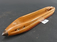 Vintage houten weefspoel (ook wel schietspoel of bootspoelgenoemd)