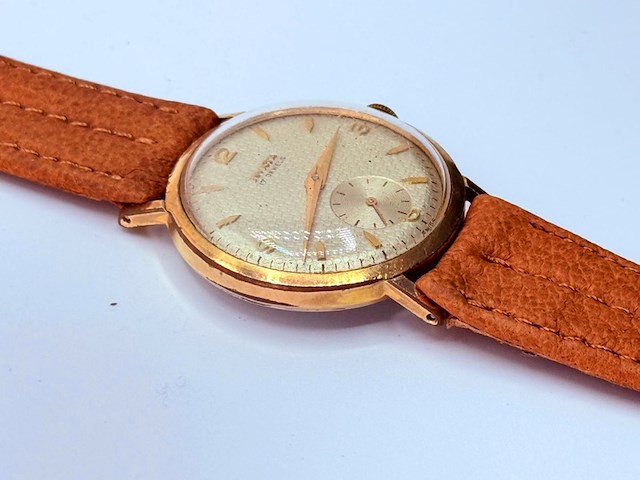 Vintage invicta 40 micron goud mechanisch horloge - afbeelding 3 van  6