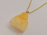 Vintage jade goldplated collier - afbeelding 1 van  8