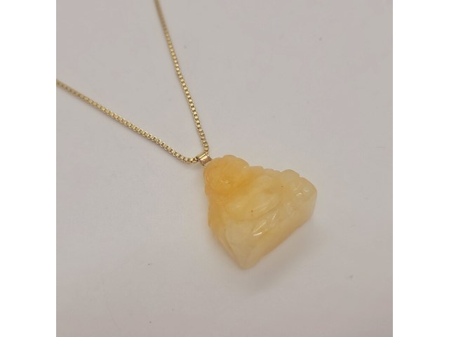 Vintage jade goldplated collier - afbeelding 3 van  8