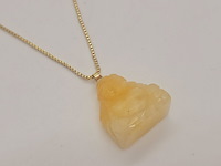 Vintage jade goldplated collier - afbeelding 3 van  8