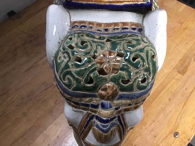 Vintage keramieken olifant plantentafel - afbeelding 3 van  3