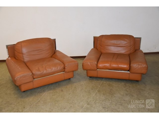 Vintage lederen fauteuils - afbeelding 4 van  10