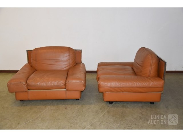 Vintage lederen fauteuils - afbeelding 5 van  10