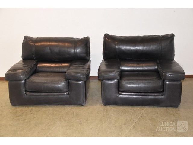 Vintage lederen fauteuils - afbeelding 1 van  6