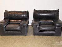 Vintage lederen fauteuils - afbeelding 1 van  6