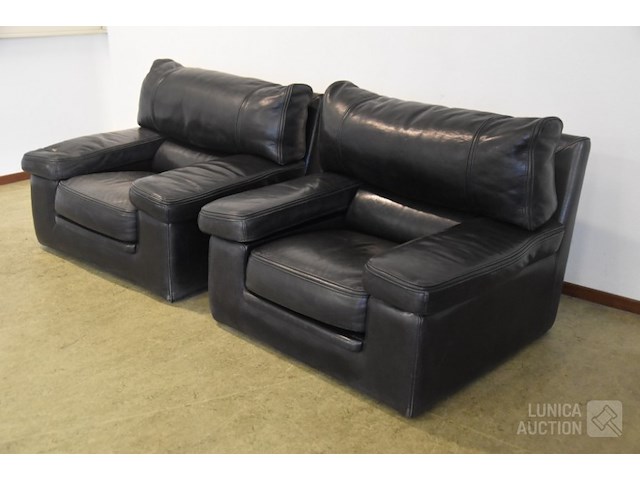 Vintage lederen fauteuils - afbeelding 2 van  6