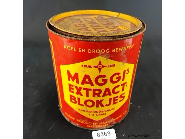Vintage maggi extract blokjes voorraadblik uit de mid-20e eeuw - afbeelding 1 van  6