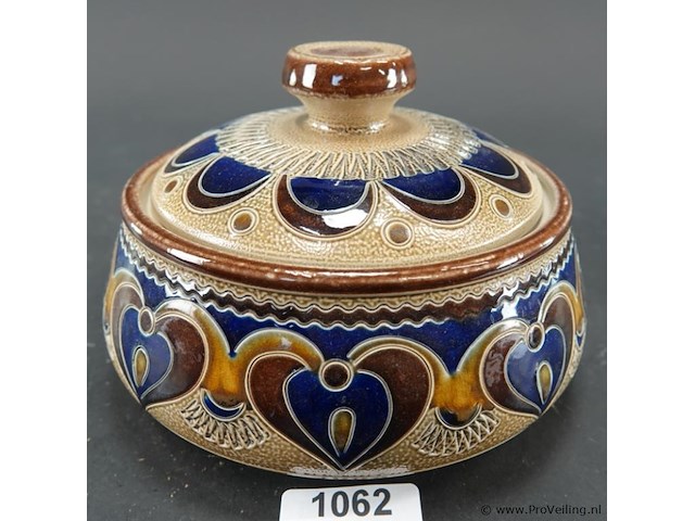 Vintage merkelbach duitse steengoed pot met deksel in zoutglazuur - afbeelding 1 van  5