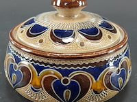 Vintage merkelbach duitse steengoed pot met deksel in zoutglazuur - afbeelding 1 van  5