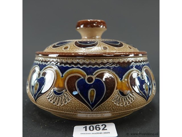 Vintage merkelbach duitse steengoed pot met deksel in zoutglazuur - afbeelding 2 van  5