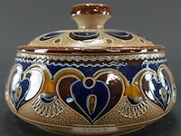 Vintage merkelbach duitse steengoed pot met deksel in zoutglazuur - afbeelding 2 van  5