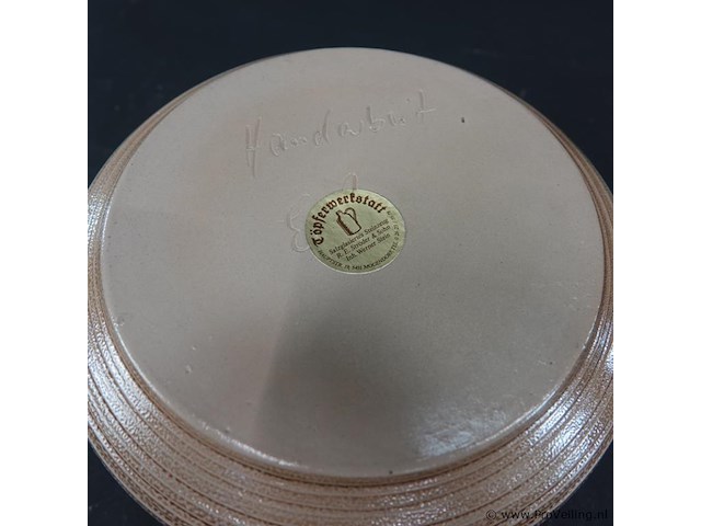 Vintage merkelbach duitse steengoed pot met deksel in zoutglazuur - afbeelding 5 van  5
