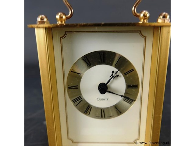 Vintage messing kwarts koetsklokje - afbeelding 3 van  5