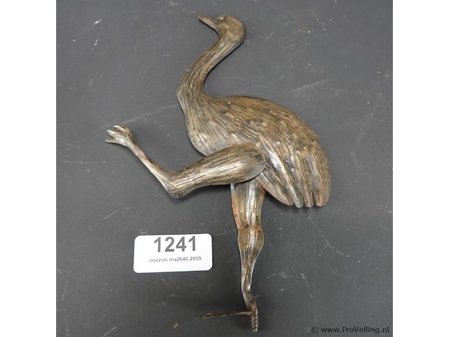 Vintage messing struisvogel/emu als wandversiering - afbeelding 1 van  5
