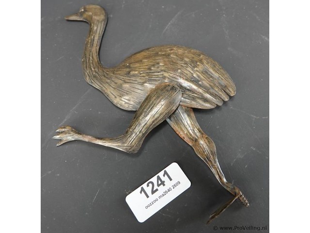 Vintage messing struisvogel/emu als wandversiering - afbeelding 2 van  5