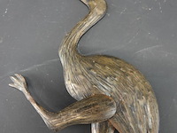Vintage messing struisvogel/emu als wandversiering - afbeelding 3 van  5
