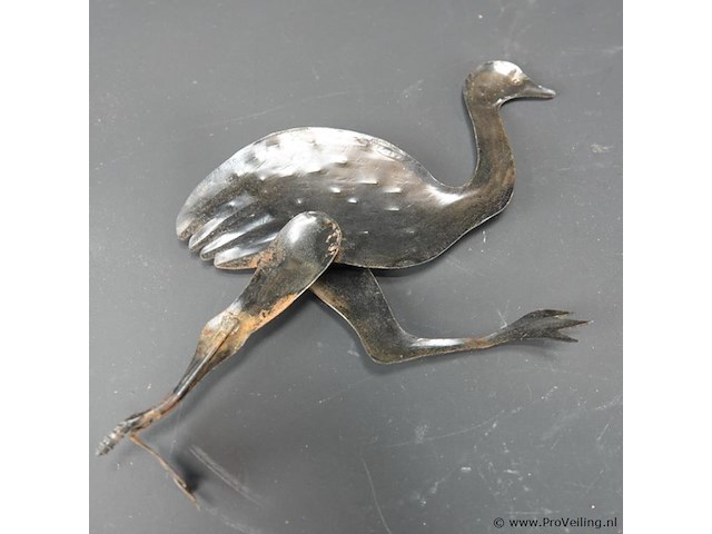 Vintage messing struisvogel/emu als wandversiering - afbeelding 5 van  5