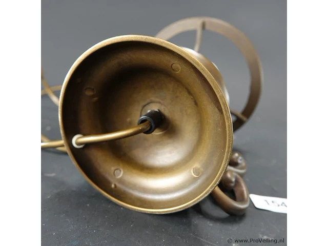 Vintage messing tafellamp met een witte opaline glazen - afbeelding 5 van  5
