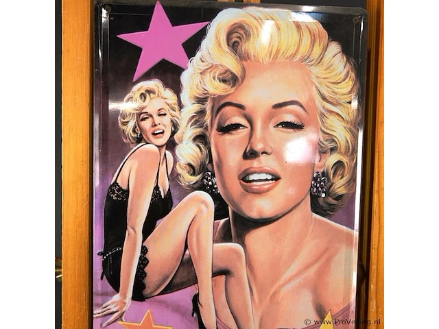 Vintage metalen marilyn monroe blikken wandbord uit 1995 van the estate of marilyn monroe, met het kunstenaarteken van e. wehder - afbeelding 3 van  5