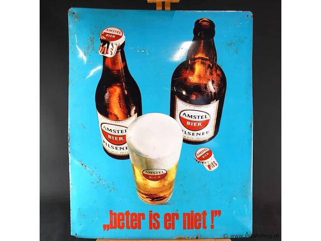 Vintage metalen reclamebord van amstel bier - afbeelding 2 van  7