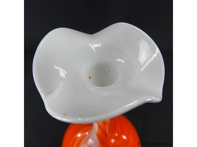 Vintage mondgeblazen opaline florence/empoli glazen vaas - afbeelding 4 van  5