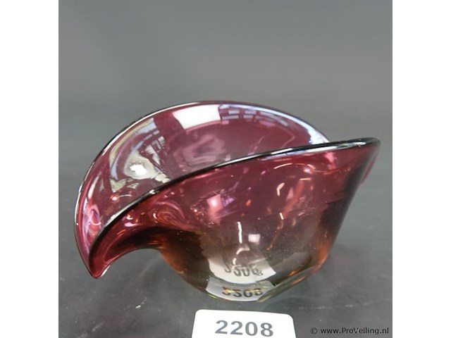 Vintage murano glazen schelpschaal in paars en roze - afbeelding 1 van  5