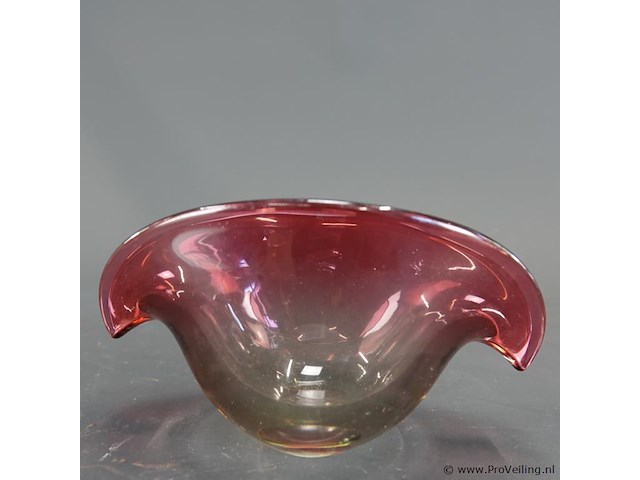 Vintage murano glazen schelpschaal in paars en roze - afbeelding 2 van  5