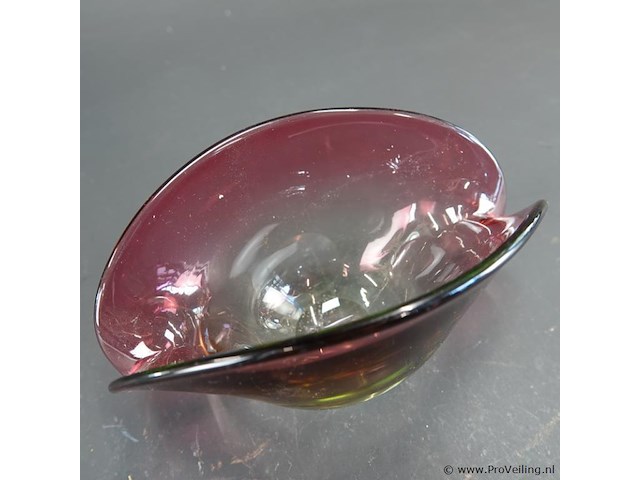 Vintage murano glazen schelpschaal in paars en roze - afbeelding 3 van  5