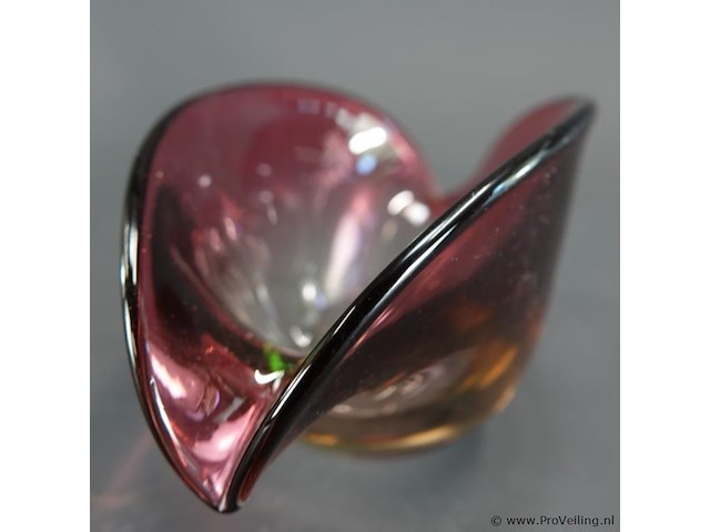 Vintage murano glazen schelpschaal in paars en roze - afbeelding 4 van  5