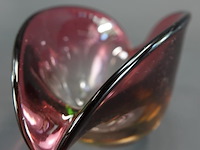 Vintage murano glazen schelpschaal in paars en roze - afbeelding 4 van  5