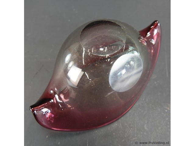 Vintage murano glazen schelpschaal in paars en roze - afbeelding 5 van  5