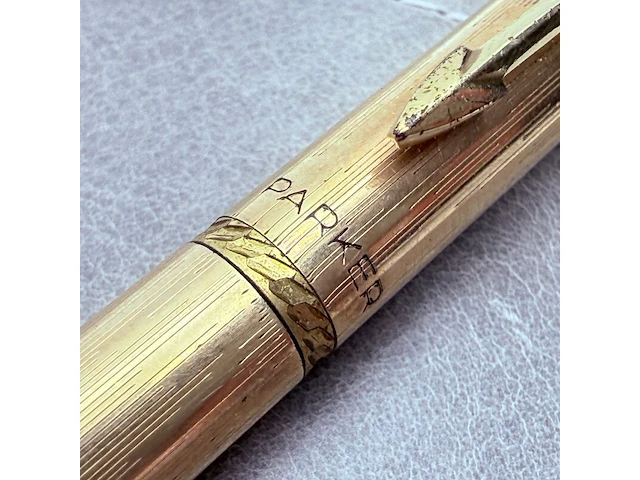 Vintage parker classic rolled gold balpen - afbeelding 4 van  11