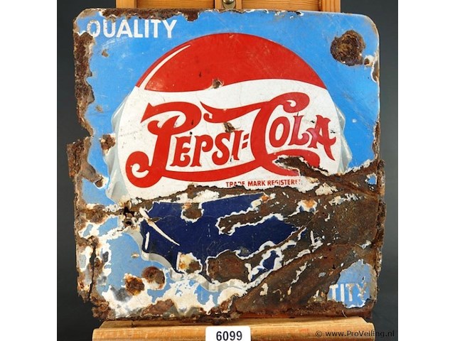 Vintage pepsi-cola reclamebord van geëmailleerd metaal - afbeelding 1 van  7