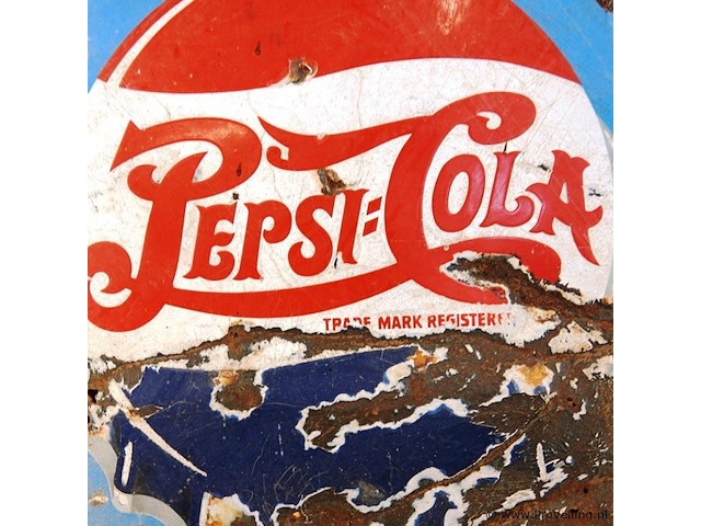 Vintage pepsi-cola reclamebord van geëmailleerd metaal - afbeelding 3 van  7
