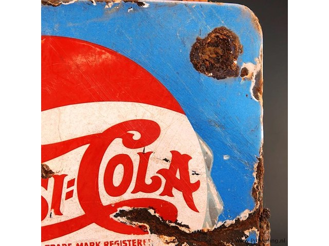 Vintage pepsi-cola reclamebord van geëmailleerd metaal - afbeelding 4 van  7
