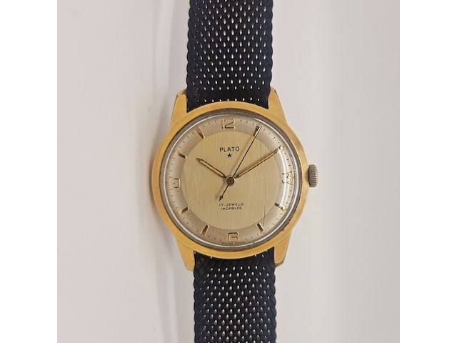 Vintage plato goldfilled mechanisch horloge - afbeelding 1 van  8