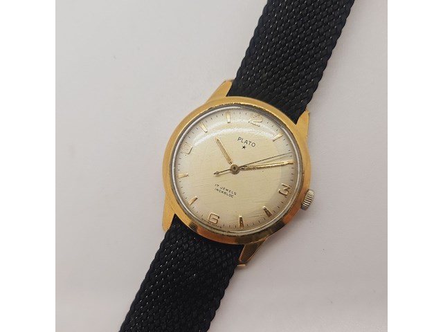 Vintage plato goldfilled mechanisch horloge - afbeelding 2 van  8