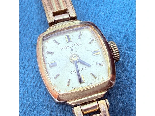 Vintage pontiac coquet goldplated mechanisch dameshorloge - afbeelding 1 van  7