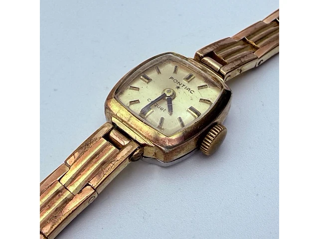 Vintage pontiac coquet goldplated mechanisch dameshorloge - afbeelding 2 van  7