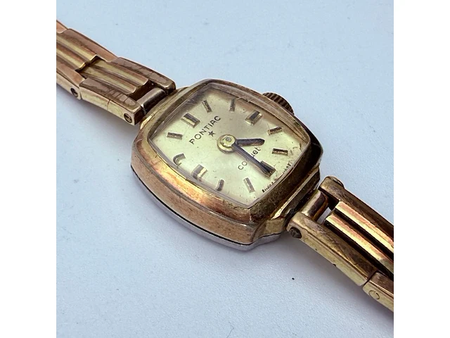 Vintage pontiac coquet goldplated mechanisch dameshorloge - afbeelding 3 van  7