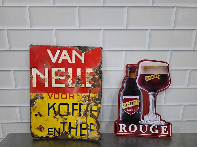 Vintage reclamebord (2x) - afbeelding 1 van  3