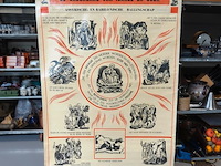 Vintage religieuze schoolplaat getiteld "de ondergang van israël en juda - assyrische- en babylonische ballingschap" - afbeelding 1 van  5