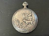 Vintage roma antimagnetisch zakhorloge met jachttafereel - afbeelding 3 van  6