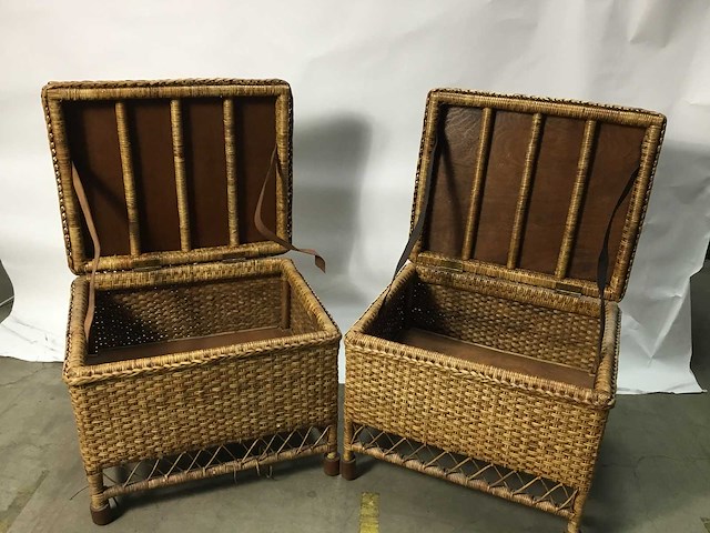 Vintage rotan kisten - dekkenkist (2x) - afbeelding 6 van  8