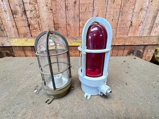 Vintage scheepslamp (2x) - afbeelding 1 van  2